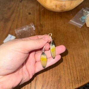 Elegant Yellow and Silver Stone Earrings